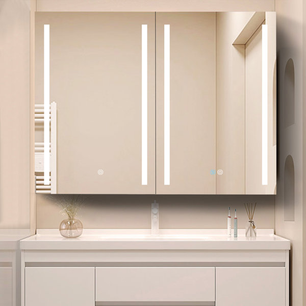 Orren Ellis Margarie Surface Mount Framed 2 Door Medicine with Lighting Wayfair